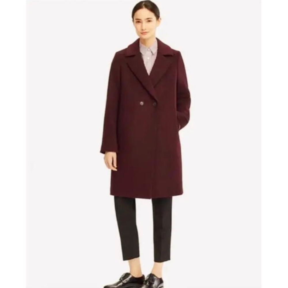Uniqlo Burgundy Wool Coat